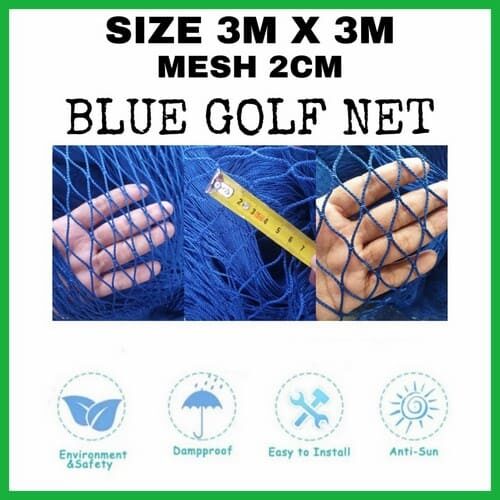 Jaring golf biru bahan karet / net golf driving blue 3mx3m - 300cm x 100cm