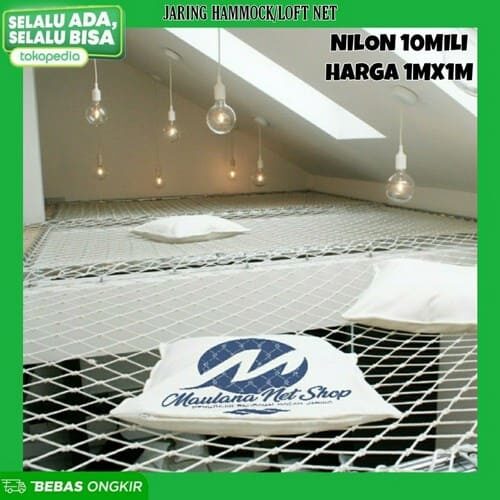 Jaring pengaman proyek nilon 10mm / safety net / hammock net - 20cm