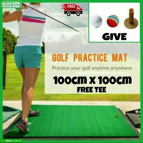 Matras driving golf karpet 1mx1m Free Tee - Rumput Grade B